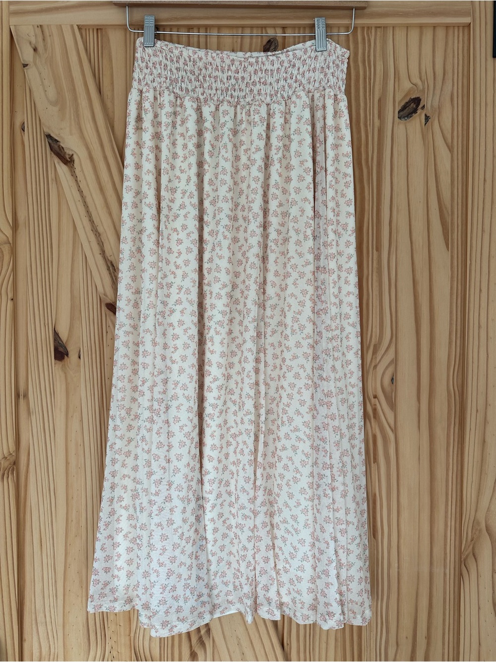 Ardene Cream Maxi Skirt with Pink Floral Print
